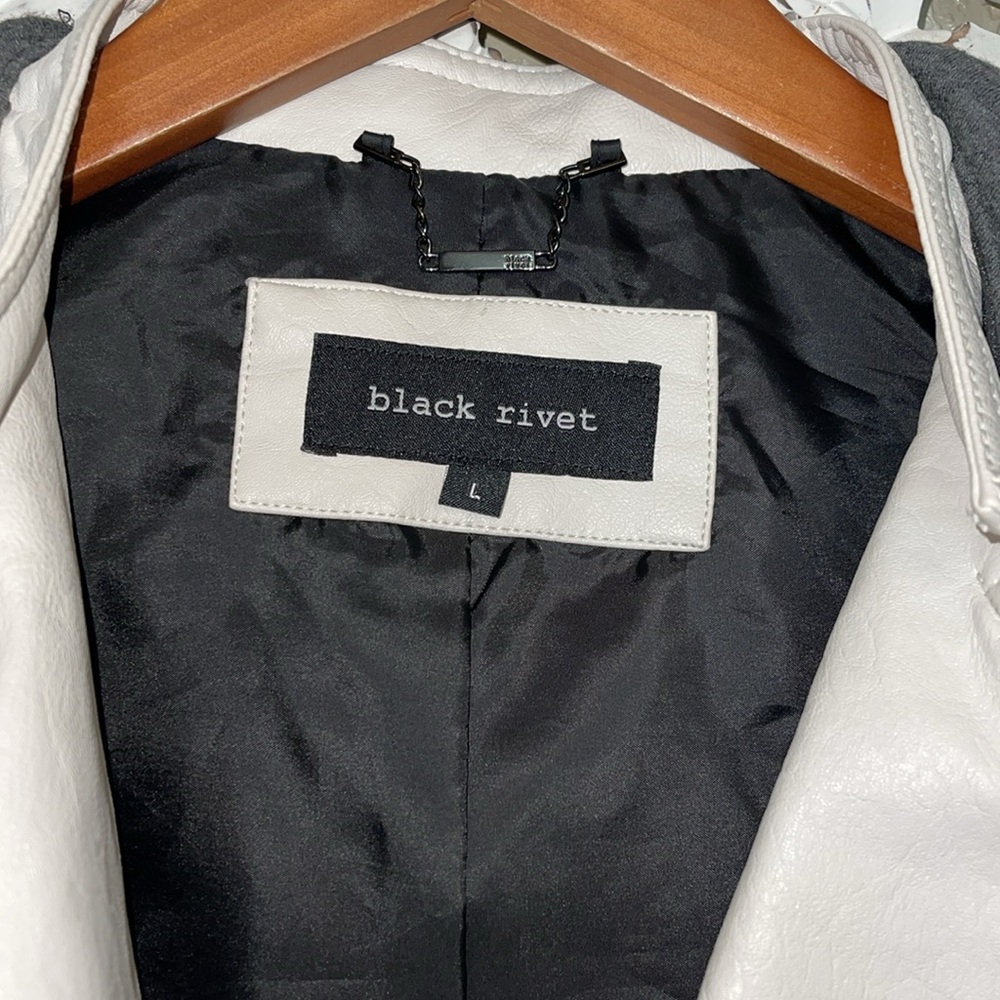 black rivet Moto jacket faux leather L - Picture 5 of 8